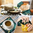 thumbnail image 4 of Teal Gold Marble Kitchen Oven Mitt and Pot Holder Sets 2 Pcs for Baking, Cooking and Grilling, Heat Resistant Up To 392 °F, 4 of 7