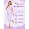 thumbnail image 3 of DAKIMOE Womens Pajama Set 2 Piece Short Sleeve V Neck Tops & Capri Pants, Comfy Soft Stretchy Sleepwear, Cute Printed Loungewear Lounge Set, Lightweight Pajamas for Women S-2XL, 3 of 4