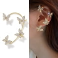 thumbnail image 5 of Crystal Butterfly Tassel Ear Cuff Earrings for Women/Girls in Gold and Silver, 5 of 27