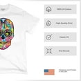 thumbnail image 4 of Tee Hunt Dean Russo Sugar Skull T-Shirt Day of The Dead Neon Calaver Men's Tee, White, X-Large, 4 of 5