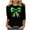 Black-B, variant on Womens St Patricks Day Clover Print Pullover 3/4 Sleeve Casual T-Shirt Shamrock Green Theme Soft Comfortable Festival Party Wear Top Green