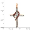thumbnail image 4 of Finest Gold 14K Rose Gold Red & White Diamond Cross with Heart Pendant, 4 of 4
