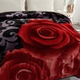 thumbnail image 3 of SUTENGDA Lit en Molleton Peluche NC Doux Réversible Chaud Grand 77”x87” Bourgogne Floral, 3 of 6