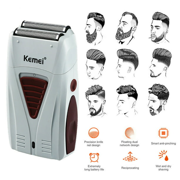 Amerteer Men Electric Shaver Razor Beard Trimmer Hair Shaving Machine USB  Double Net Design Rechargeable Water Wash Shaving and Shaving Head -  