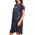 thumbnail image 4 of Sakkas Sienna Women's Knit Cold Shoulder Short Sleeve Flared Shift Short Dress - Teal - One Size, 4 of 5