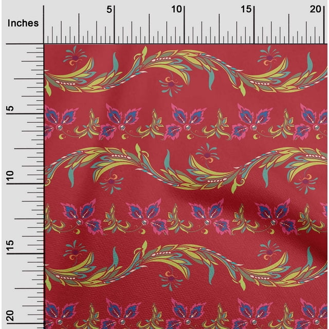 oneOone Polyester Lycra Fabric Leaves & Floral Artistic Decor Fabric Printed BTY 56 Inch Wide