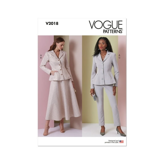 Vogue Sewing Pattern 2018 - Misses' Jacket, Skirt and Pants, Size: P5 (12-14-16-18-20)
