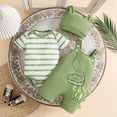 thumbnail image 4 of Kogui Boy Baby Outfit Sets Newborn Outfit Baby Boy 2Pcs Summer Clothes Infant Short Sleeve Letter Romper and Waffle Shorts Sets 0 3 6 9 12 18 24 Months (Green,12-18 Months), 4 of 7