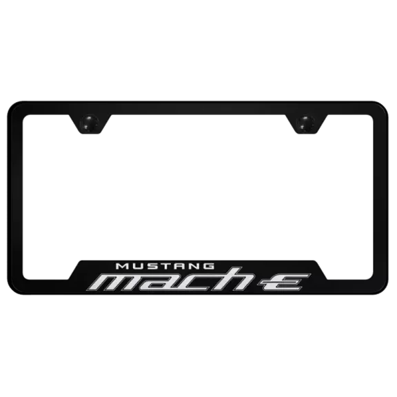 Ford Mustang Mach-E Black Finish Notched License Plate Frame Official Licensed