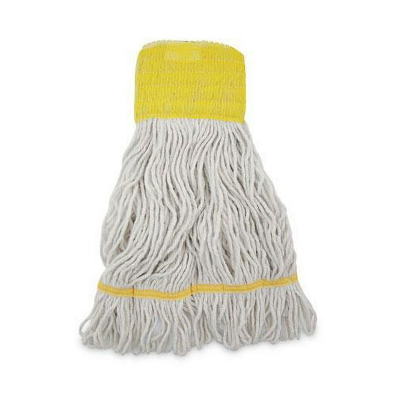 Boardwalk Super Loop Wet Mop Head, Cotton/Synthetic Fiber, 5" Headband, Small Size, White, 12/Carton