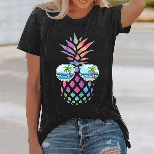 WILLBEST Shirt T - pour Femmes Haut Ample Imprimé Manches Courtes T-Shirt 5621