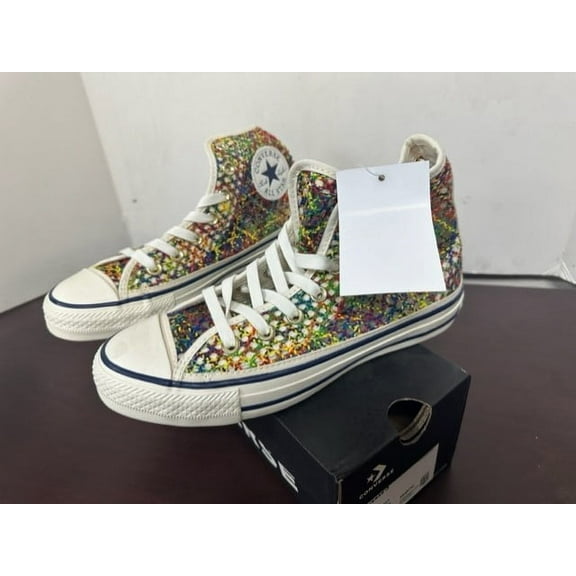 CONVERSE WOMENS EGRET/MULTI/NAVY 564871C CTAS HI TOP WOMENS 7