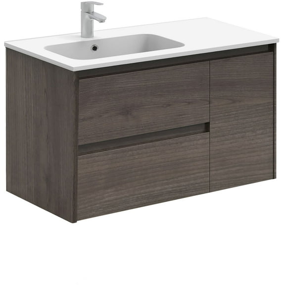 Ws Bath Collections Ambra 90 Ambra 36" Wall Mounted Single Basin Vanity Set - Wood
