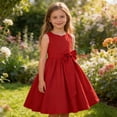 thumbnail image 2 of Toddler Girl Dress Red Kids Sleeveless Ruffle Bow Dresses for Girls Summer Outfits Beach for Girls 4T Party Event, 2 of 8