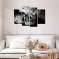 thumbnail image 2 of Elephant Stock Smoking Skull Wall Art - Horizontal Multi Panel Canvas - Living Room Wall Decor - Gothic Multi Panel - Black And Gray Decor - 43" x 27", 2 of 4