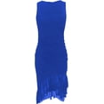 thumbnail image 3 of Robes Moulantes pour Femmes Aguichant Sans Manches Froncée Robe Midi Tenue de Boîte de Nuit Soirée Sortie Ajustée Style Tendance, 3 of 3