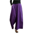 thumbnail image 4 of Summer Savings Clearance! Edvintorg Wide Leg Pants For Women Casual Plus Size Women's Clothings Summer Drawstring Elastic High Waist Linen Pant Pockets Cropped Trousers Womens Purple XL, 4 of 4