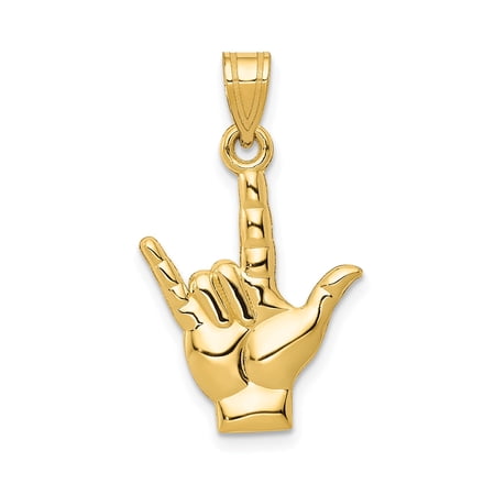 10k Yellow Gold ASL I Love You Hand Sign Pendant Necklace for Men and Women, Unisex Sign Language Charm Symbolizing Love Inclusivity and Communication
