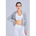thumbnail image 3 of Women's Athletic Running Yoga Gym Track Zip Up Cropped Jackets UPF 50+ Sun Protection Long Sleeve Workout Shirts, 3 of 12
