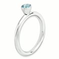 thumbnail image 3 of Sterling Silver Stackable Expressions High 4mm Round Aquamarine Ring Size 8, 3 of 3
