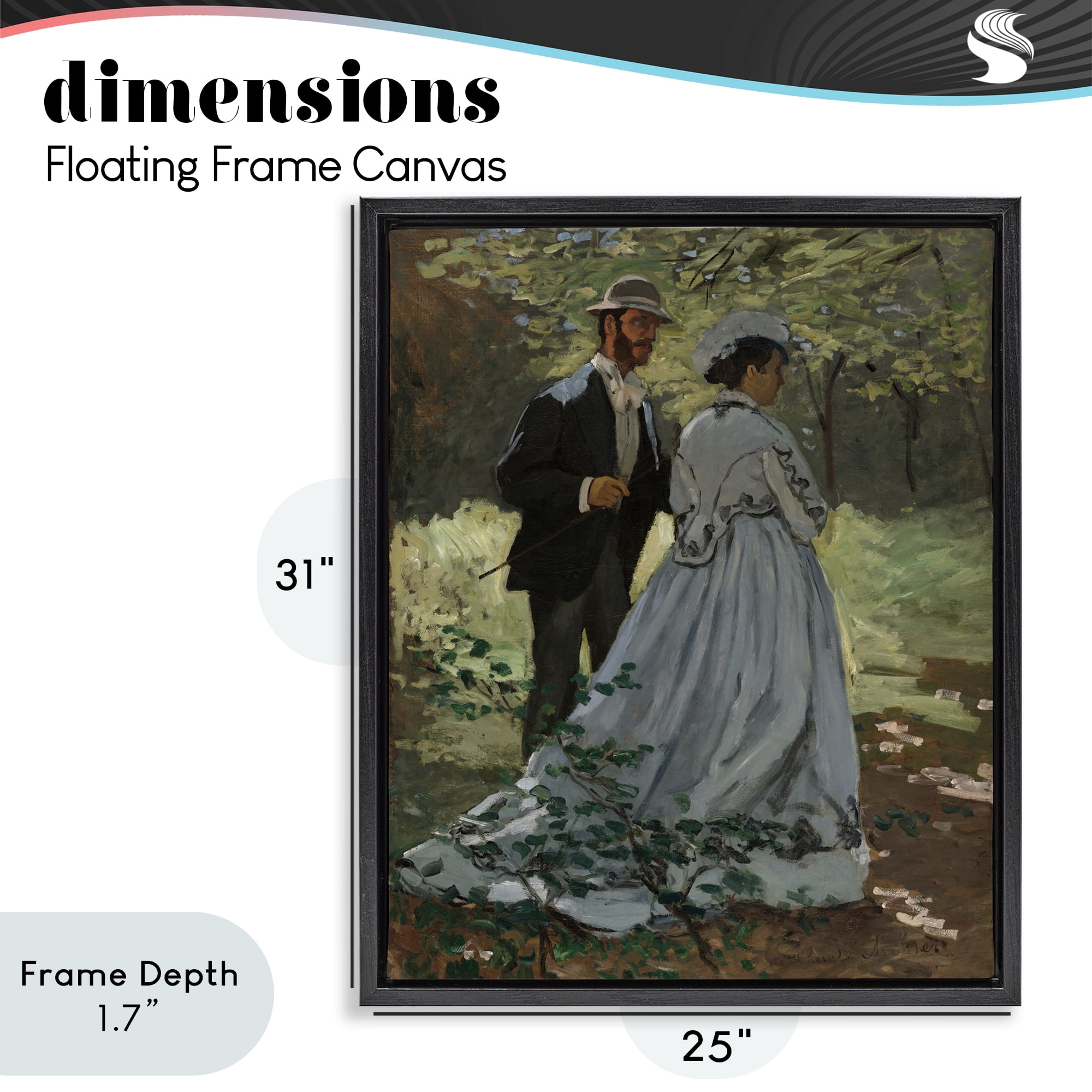 Stupell Industries Bazille & Camille in Nature Black Framed Floater Canvas Wall Art, design by Tina LeCour