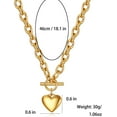 thumbnail image 6 of Gold Silver Heart/Moon Necklace for Women Chunky Chain Heart Necklaces Toggle Necklace Titanium Steel Trendy Jewelry Hypoallergenic Grunge Necklace (Gold Heart), 6 of 6