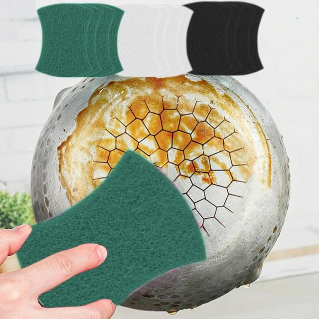 Multicolor Emery Cleaning Cloth, Kitchen Dishwashing Cloth, Pots Pans Cleaner, Polyester Material, Ergonomic Design, Flexible, Efficient Stain Removal, Versatile Use, 12Pcs Pack