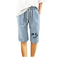 thumbnail image 2 of AXXD Womens Workout Shorts Summer Blue Shorts Printing Elastic Waist 5-inch Pants Drawstring 5-inch Shorts Mother's Day, 2 of 4