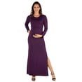 thumbnail image 4 of Maternity Long Sleeve Side Slit Fitted Maxi Dress, 4 of 5