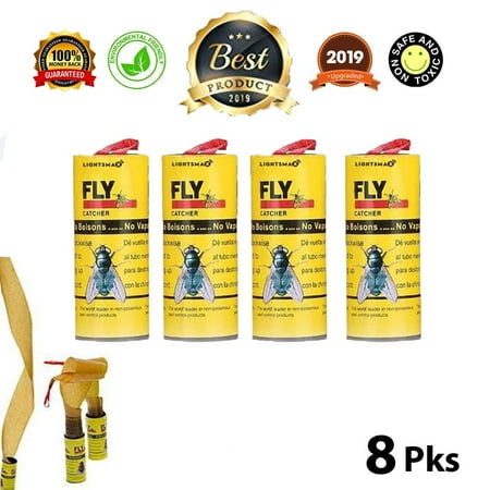 LIGHTSMAX Fly Catcher Trap, Fly Trap, Fly Bait, Fly Paper Ribbon, Sticky Fly Ribbons, Fly Paper Strips, Sticky Fly Strips, Flying Killer