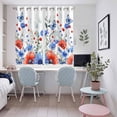 thumbnail image 4 of 4th of July Kitchen Curtains Window Panels, Red Blue Floral Independence Day Poppy Flower Leaf Insulated Window Treatment Curtain, Grommet Curtains for Bedroom/Living Room/Bathroom, 2 Piece 52"Wx72"L, 4 of 8