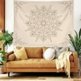 thumbnail image 4 of Gojian Bohemian Tapestry Wall Hanging, Beige Pink Floral Tapestry with Wild Flower Medallion Print Bedroom Boho Home Decor, White Wreath, 4 of 6