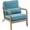 Mid-back Blue, variant on Handcrafted Upholstered Solid Wood Accent Armchair in Living Room Apartment Office Modern Leisure Lounge Vntage Retro Wooden Chair, Oak Armrest Lumbar Pillow, Reading Chair (Mid-Back Cream White)