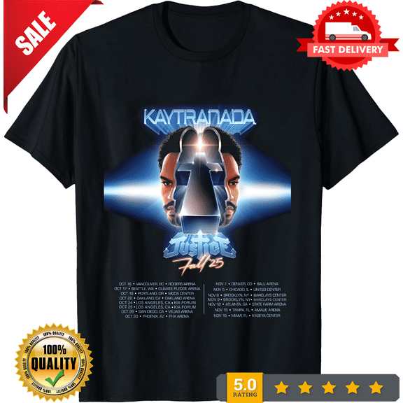 Reprint Rare KAYTRANADA and JUSTICE 2025 Fall NORTH AMERICA TOUR Shirt Unisex S-5XL ND1340, LIMITED EDITION-TH69797