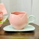 thumbnail image 3 of Taza de café de tulipán con platillo taza para beber de tulipán de cerámica taza de té de tulipán Vintage creativa para el té de la tarde en casa, 3 of 5