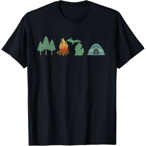 t-shirt Michigan Camping, Canoeing, and Hiking, Nature T-Shirt T-Shirt mens，black，women，funny，men，journey，Crew Neck, Short Sleeve,printing