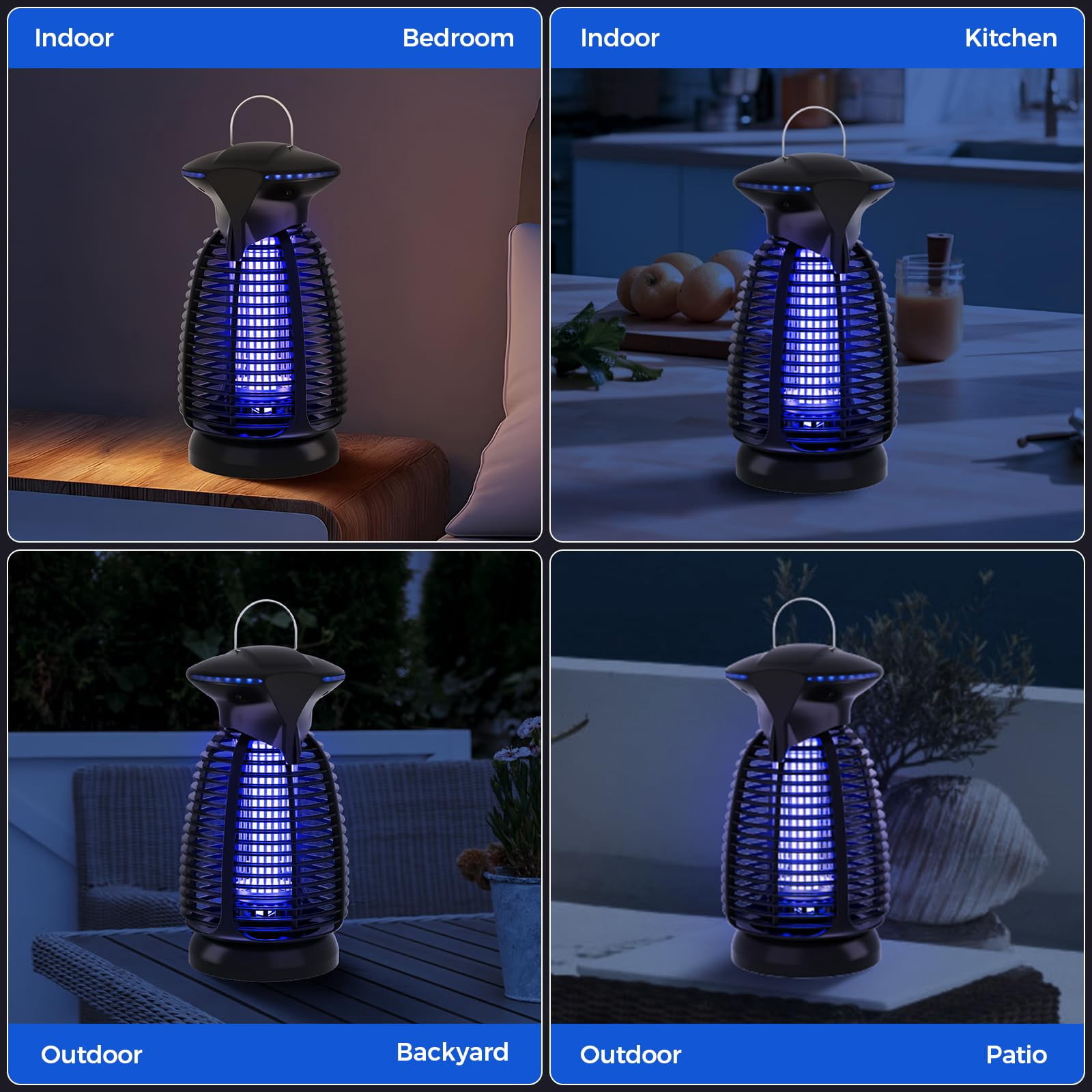 Outdoor Zapper With Led Light - Electric Mosquito Killer Fly Insect And Indoor For Home Kitchen  Patio Backyard