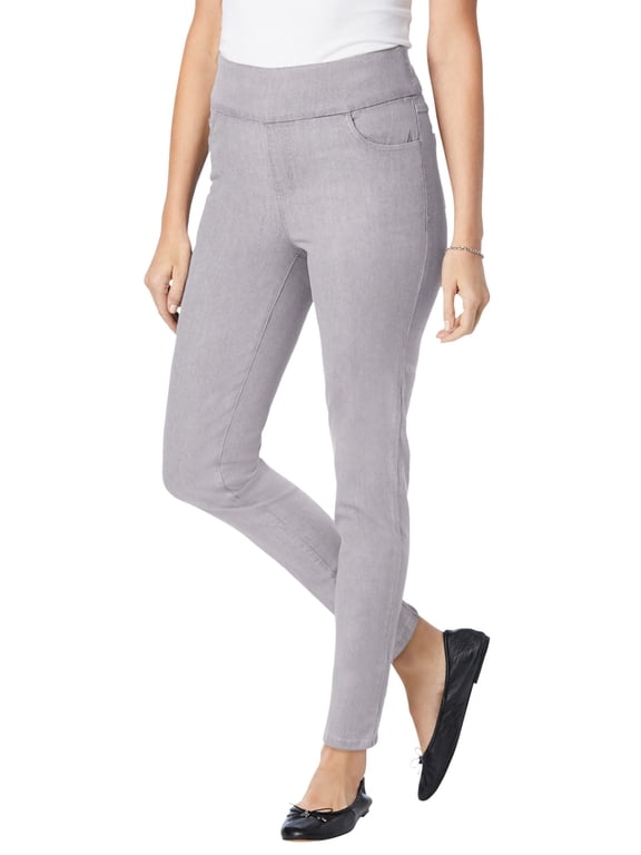 Woman Within Plus Size Tall Flex Slim-Leg Pull-On Gap-Free Stretch-Denim Jeans