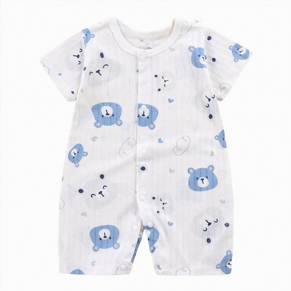 enyan Newborn Boy Clothes Cotton Summer Funny Print Short Sleeve Infant Jumpsuits 1-24M Baby Clothing Set Navy,6-12 Months