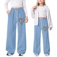 thumbnail image 2 of WAYUTE Girls Baggy Sweatpants Lightweight Straight Leg Sports Athletic Pants with Pockets Loose Comfort Stretch Outdoor Sweat Pants, 2 of 7