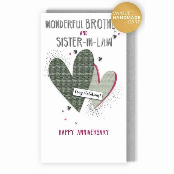 Handmade "Champagne" Greeting Card Anniversary Brother & Sister in Law - Overlapping Hearts