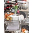 thumbnail image 4 of Outdoor Tablecloth with Umbrella Hole and Zipper, Fall Round Table Cloth 54 Inch Waterproof Tablecloth, Thanksgiving Orange White Pumpkin Autumn Leaves Picnic Table Cover for Patio Camping, 4 of 7