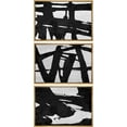 thumbnail image 2 of IDEA4WALL Framed Canvas Print Wall Art Set of 3 Black Ink Paint Stroke Grid Landscape Abstract Pattern Wall Decor Retro Geometric Graffiti Prints Contemporary Minimal Artwork - 16"x24"x3 Natural, 2 of 5