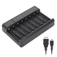 thumbnail image 2 of Cargador de batería SEIVI Black PC con protección inteligente, portátil, para viajes, con pantalla inteligente, USB, de ocho ranuras, para carga de pilas AA y AAA Ni-MH y Ni-Cd., 2 of 13