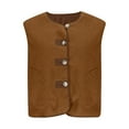 thumbnail image 6 of POROPL Womens Vests Outerwear Fleece Lightweight Cropped Coat Button Sleeveless Jackets with Pockets Brown, 6 of 8