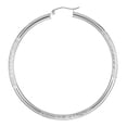 thumbnail image 3 of Wellingsale 3mm 925 Sterling Silver Hinged Diamond Cut Polished Hoop Earrings - 65mm Diameter, 3 of 7