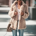 thumbnail image 5 of Fleece Jacket Cardigan for Women Lightweight Teddy Sherpa Winter Warm Open Front Long Sleeve Stand Collar Coats, 5 of 6