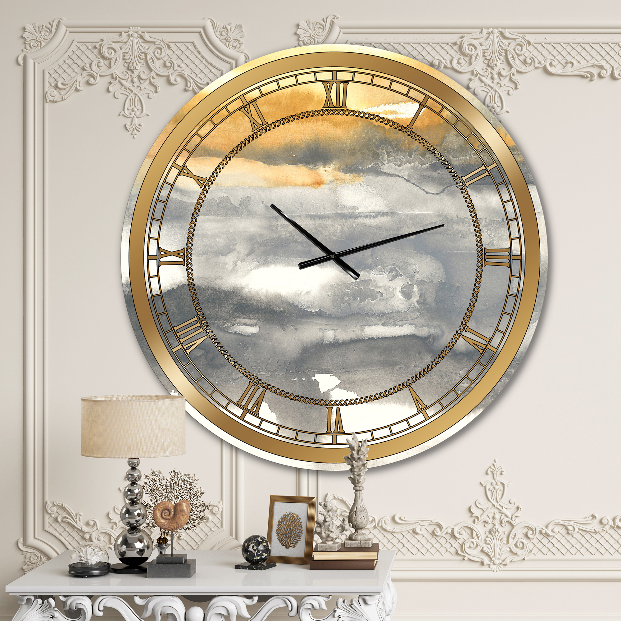 Designart 'Gold Glamour Direction II' Glam Wall Clock