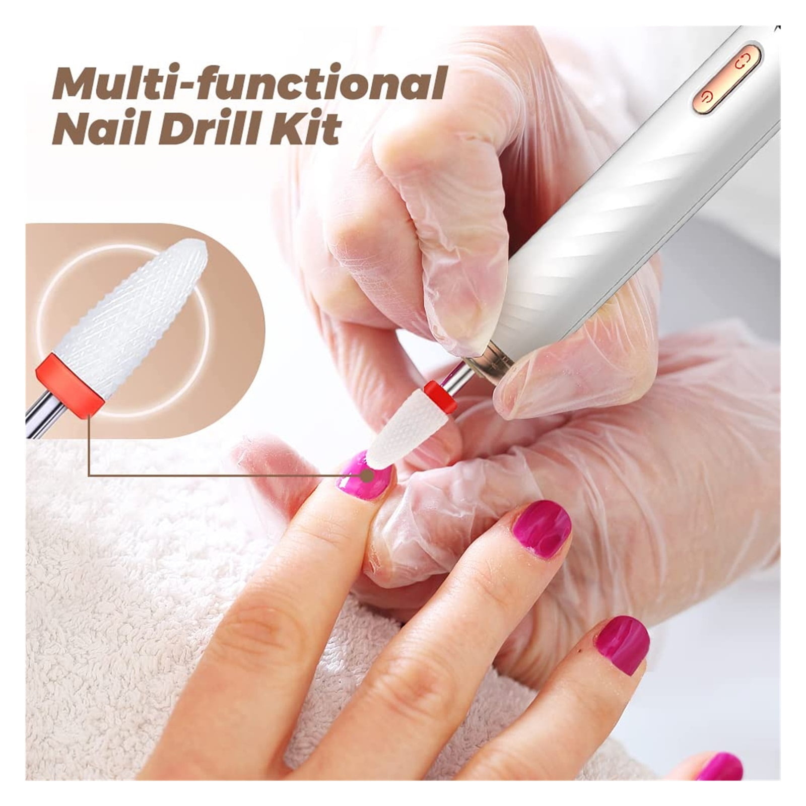 Wireless Nail Drill, Electric Nail Drill Machine With Ceramic Drill Bit, Nail File Sander Manicure Sets For Gel Polish Remover