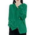 thumbnail image 7 of ZHOGXU Women's Cardigan With Hood Long Sleeve Open Front Buttons Solid Color Knit Lightweight Comfortable Loose Fit Coat Jacket For Casual Daily Wear Green Xl, 7 of 7